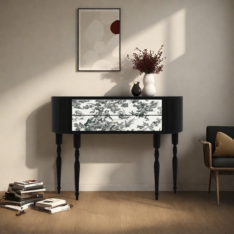 Retro Minimalist Console Table with 2 Drawers, 35.43" H x 47.24" W x 11.81" D