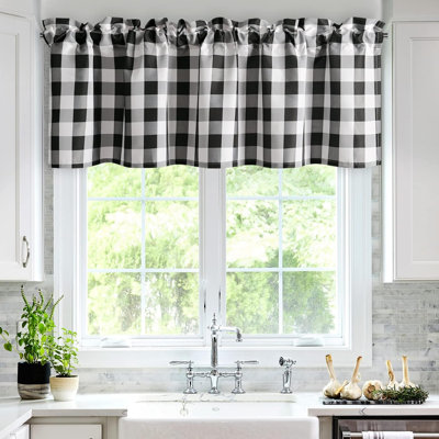 1 Panel Plaid Curtains Valances,Semi Sheer,Checkered Rod Pocket Valance for Living Room/Farmhouse/Bedroom, for Spring Decoration