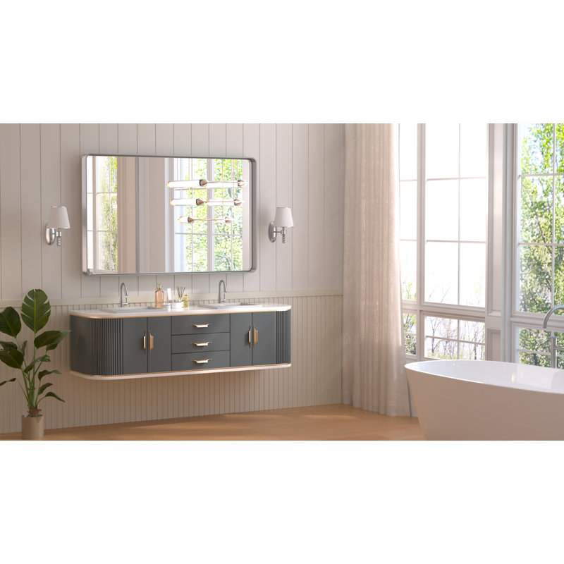 Miroir d'appoint Tyro, Argent, 42 po x 26 po, Rectangulaire