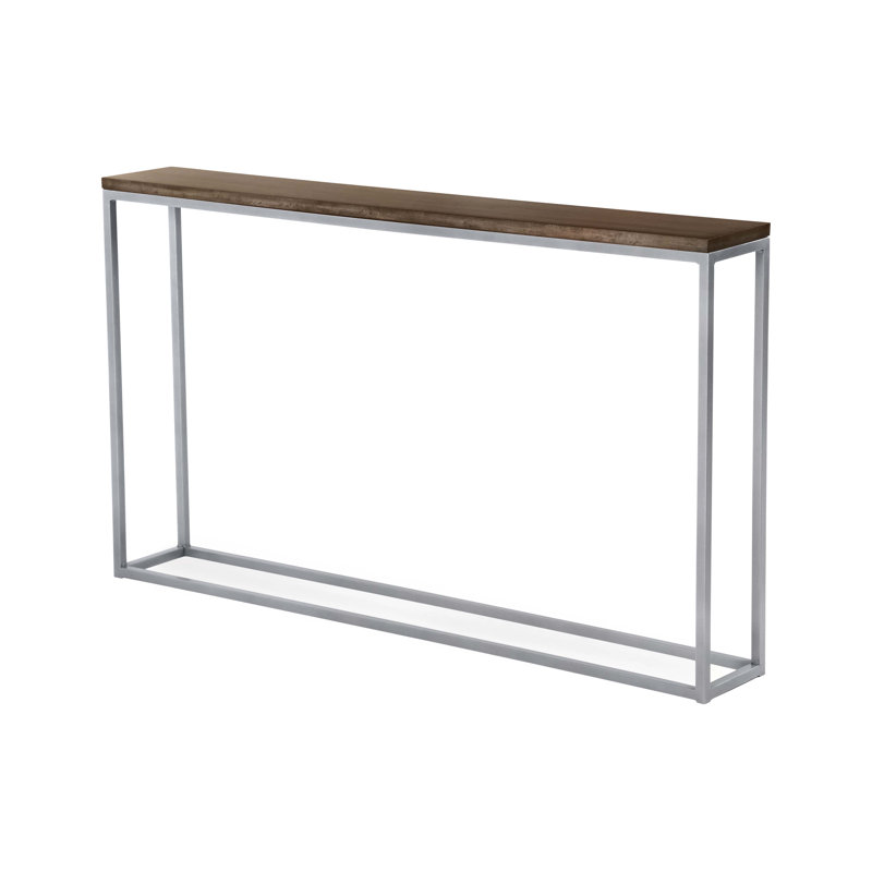 Chaplin 54'' W Solid Wood Console Table, Cashew, Brushed Silver