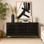 Console Lizzy, 3 tablettes intérieures, bois naturel noir 64 po