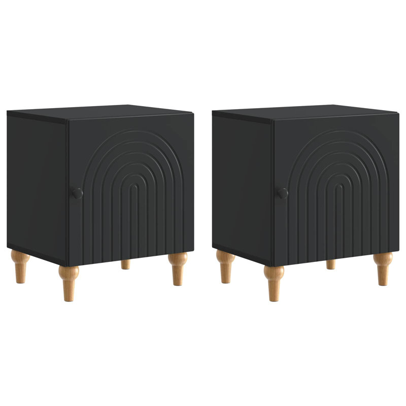 43cm W Manufactured Wood Bedside Table, Black