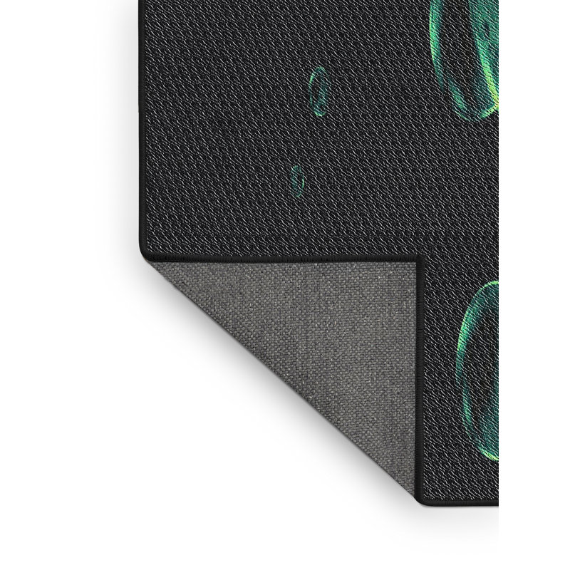 Tapis vert/noir à motifs, Rectangle 4 pi x 6 pi