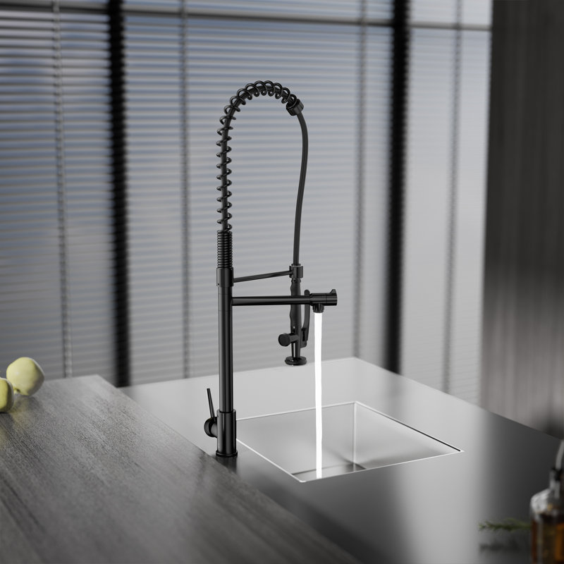 RoomTec Pull Down Kitchen Faucet with Soap Dispenser, Matte Black