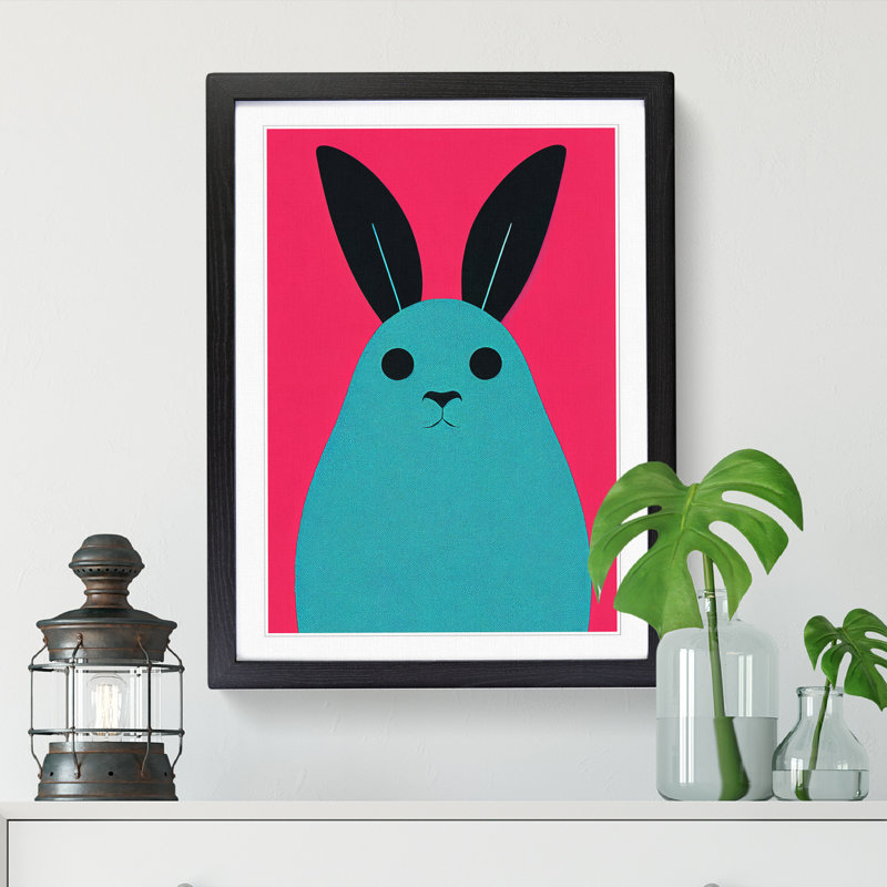 Rabbit Minimalism Vol.2 - Single Picture Frame Print, Black, 64cm H x 46cm W x 2cm D