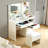 Demri Modern Dressing Table with Led Mirror, 2 Drawers and 6 Shelves