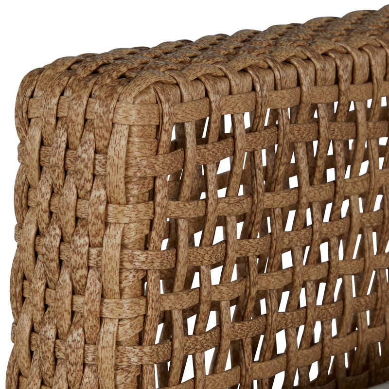 Peninsula 80" Wide Outdoor Wicker Patio Sofa with Cushions,  Raffia/Sandalwood, Dove Sunbrella® Linen