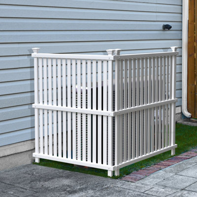45.5in H x 36.5in W (2 Panels) No Dig Enclo Wilmington White Vinyl Privacy Screen, Outdoor Privacy Panels, Trash Can Enclosure, Air Conditioner Fence, by Enclo