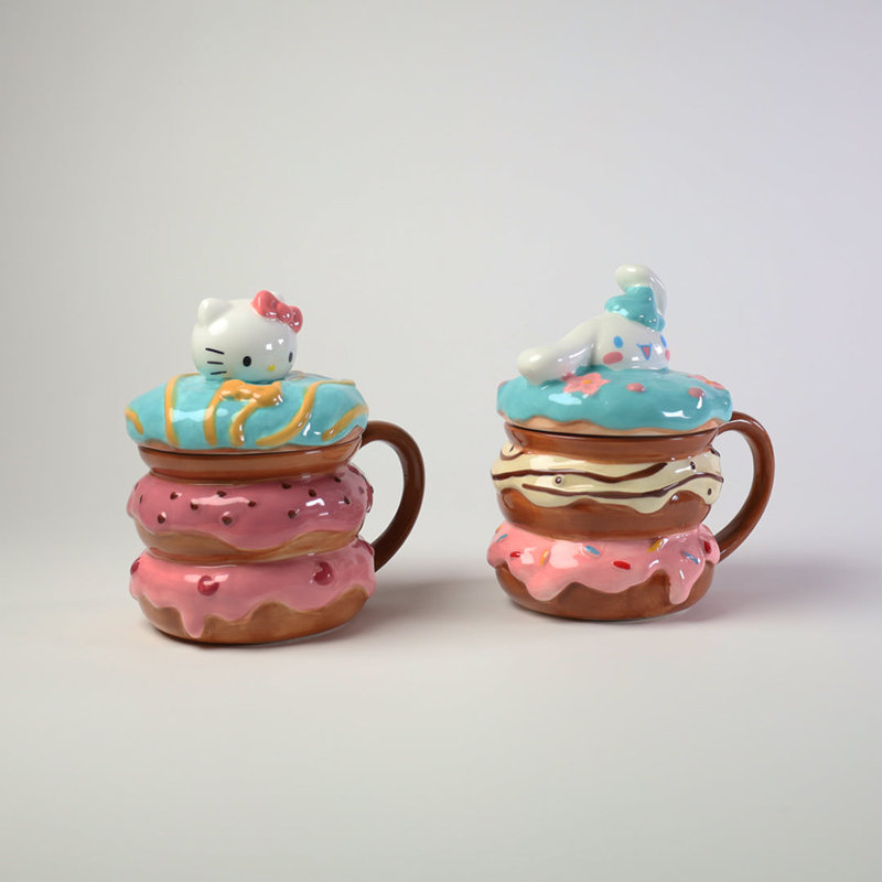 Hello Kitty and Cinnamoroll Donut Mug Set