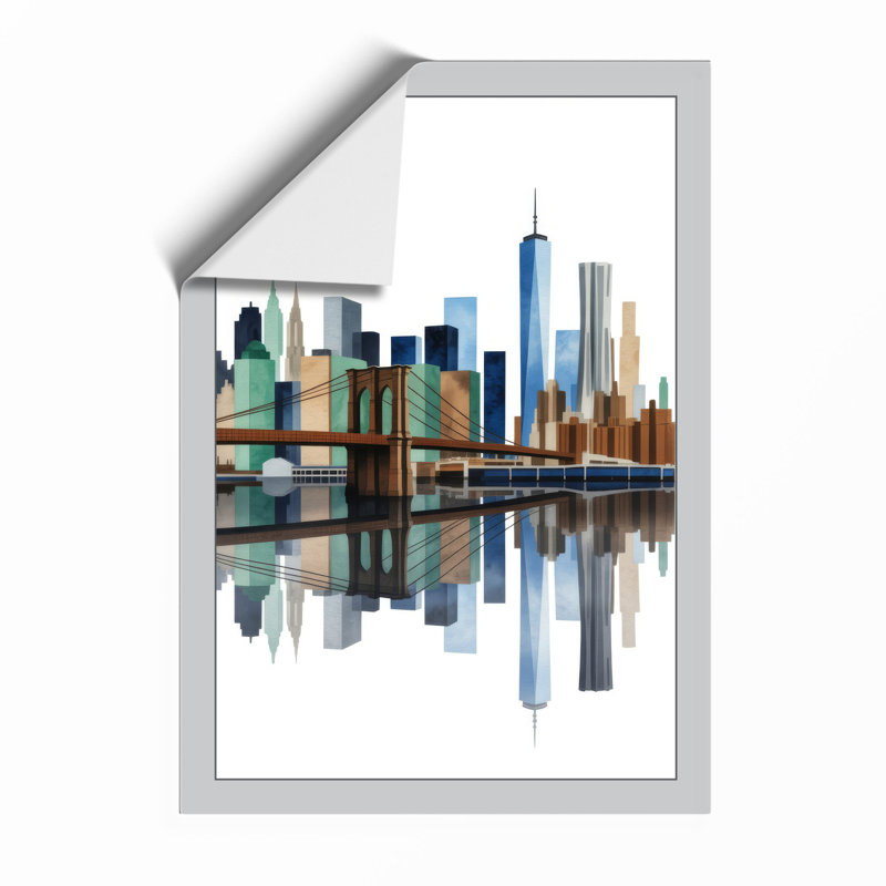 City Reflected in Still Water Modern - Framed Print, A3 - 42.0 x 29.7 cm, Unframed