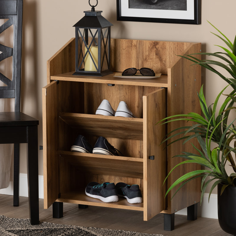 Marialy 8 Pair Shoe Storage Cabinet, Oak