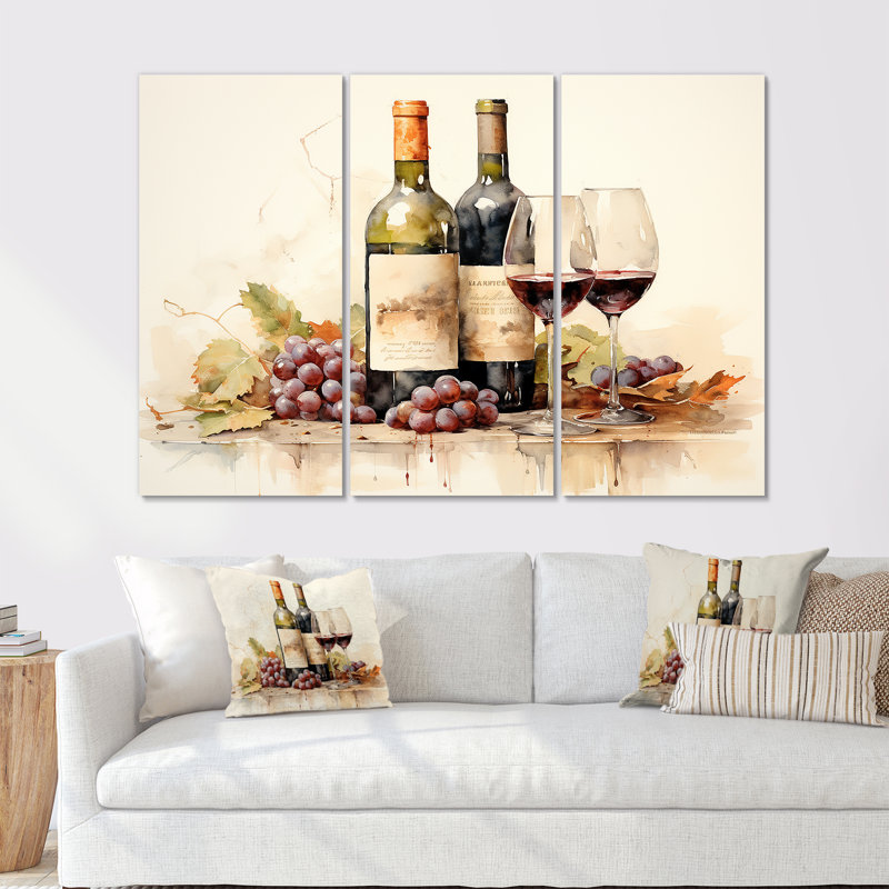 Nebbiolo Nuance - Ensemble d'art mural sur toile vin, H 40 po x l 60 po x P 1 po