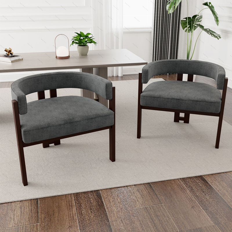Fauteuil en tissu chenille avec dossier ouvert, Gris chenille