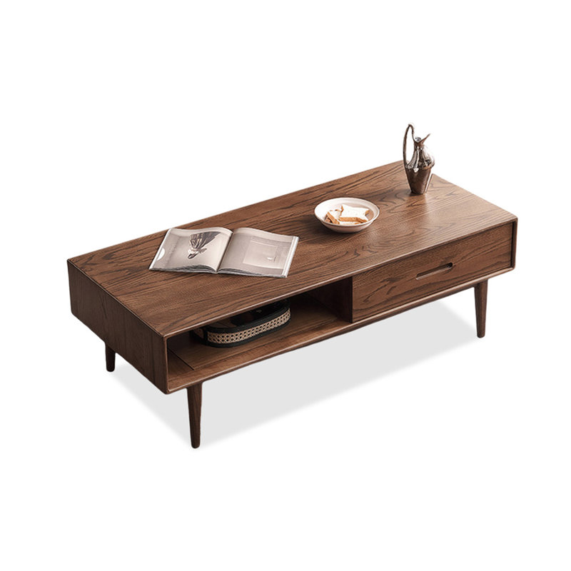 Walnut Solid Wood Rectangular Coffee Table, 16.93" H x 53.15" L x 23.62" W