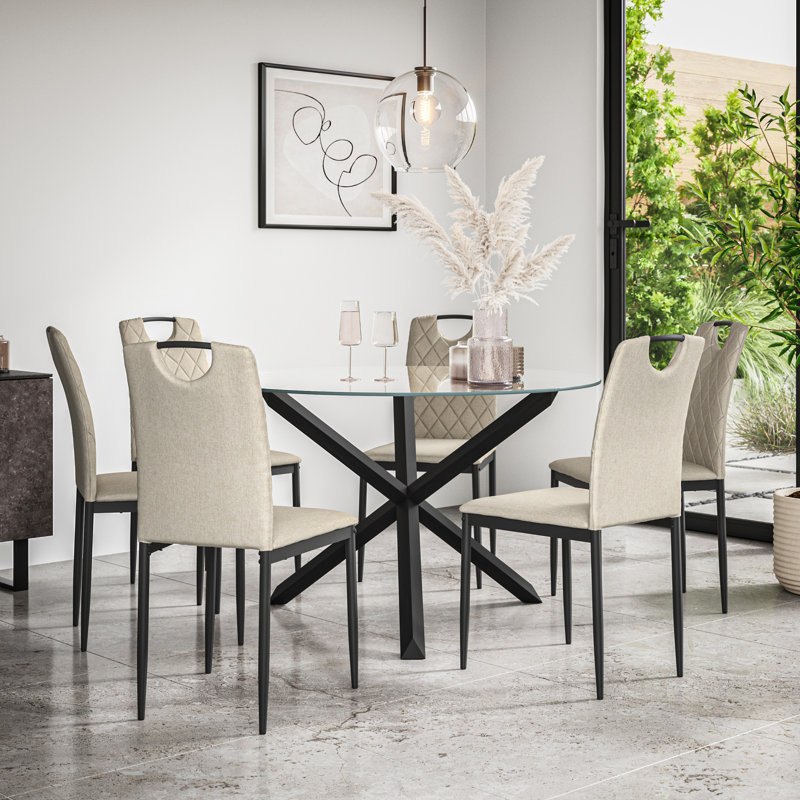 Daraich 6 - Person Dining Set, Black/Beige