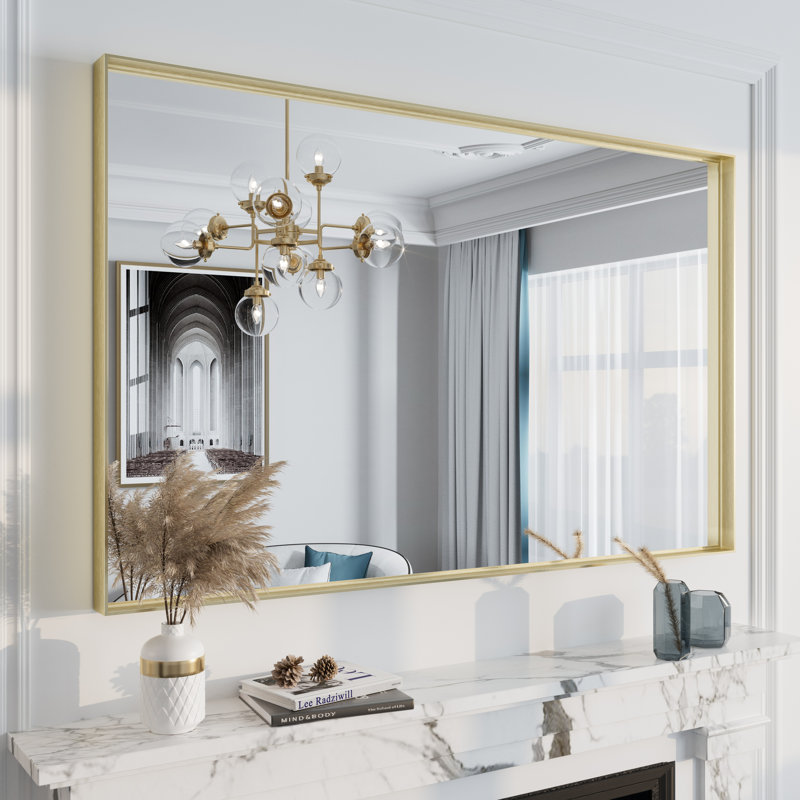 Miroir mural Aevar, 48 po x 30 po, Or brossé
