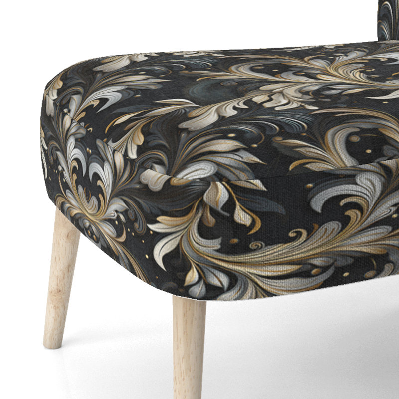 Deep Black Silver Elegance I - Upholstered Modern Accent Side Chair