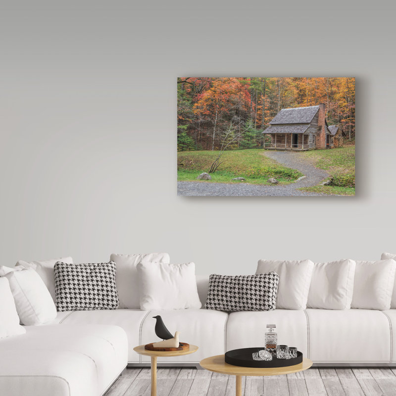 «Smokies Cabin» de Fillmer, reproduction de photo sur toile tendue, H 12 po x l 19 po x P 2 po