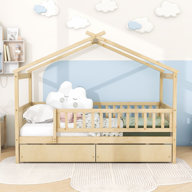 Velida Twin Daybed with Two Drawers, Natural, Twin