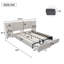 Upholstered Bed With Two Drawers Velvet Beige