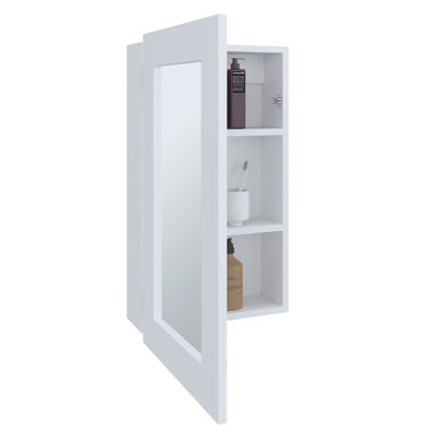 Narrow Mirror Medicine Cabinet 25.7" H X 15.7" W For Bath & Kit - White, Space Saving, 3 Shelves Inside, Mirrored Door, Easy Installation, Bathroom Kitchen In White Saver, Shelf Interior, Gorgeous
