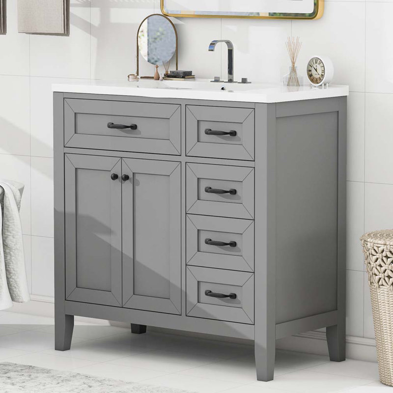 Meuble-lavabo 36 po avec lavabo, Bleu