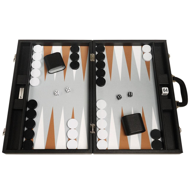 Silverman & Co. 2 Player Wool / Felt Backgammon, 2.75" H x 12.63" W x 19" L, Black/Rum