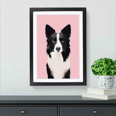 Border Collie Minimalism No.3 - Single Picture Frame Print on Wood