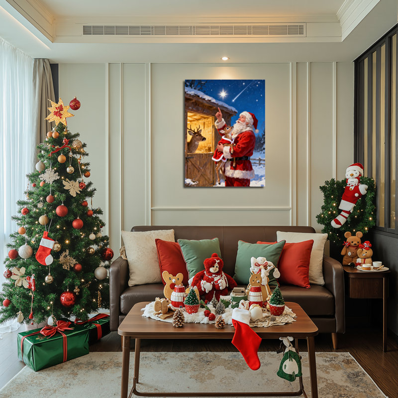 Père Noël renne, art mural sur toile, H 36 po x l 24 po