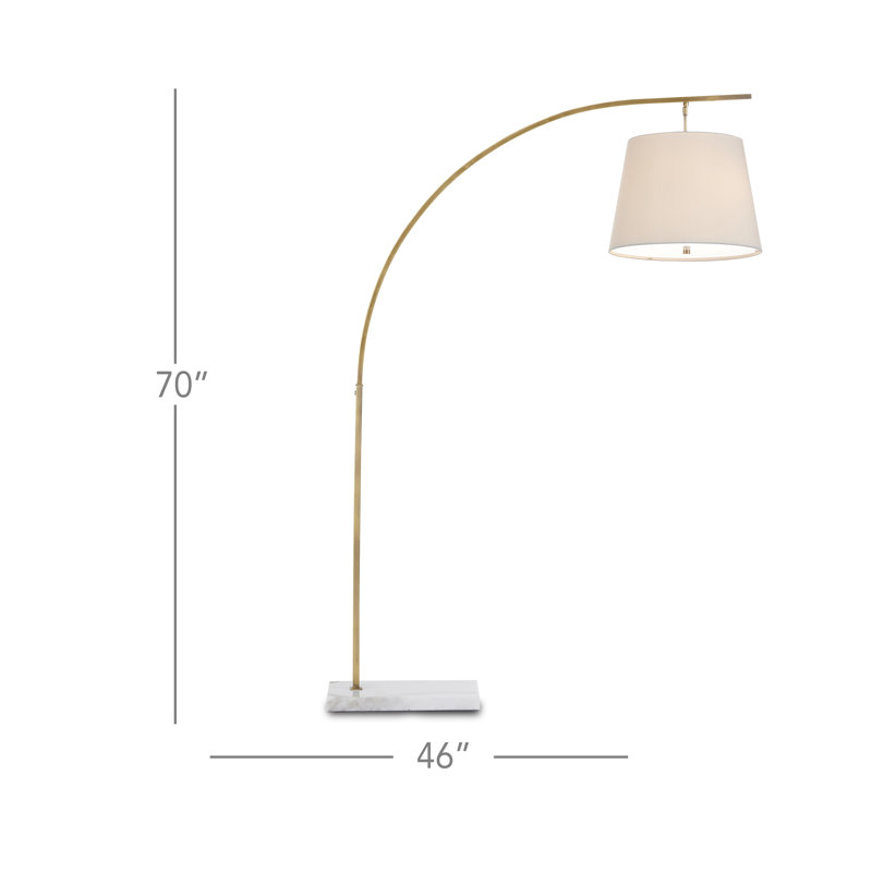 Cloister Arched Floor Lamp, Antique Brass/White