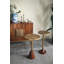 Table d'appoint mince en laiton 11,8 x 11,8 x 24 po avec plateau texturé doré et base en bois