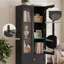 Bibliothèque H 80 "x l 23,6" avec tiroirs en bois et porte en verre-1345603612