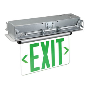 Hemmingway 14" LED Recessed Single-Face Exit Sign with Brushed Aluminum Housing