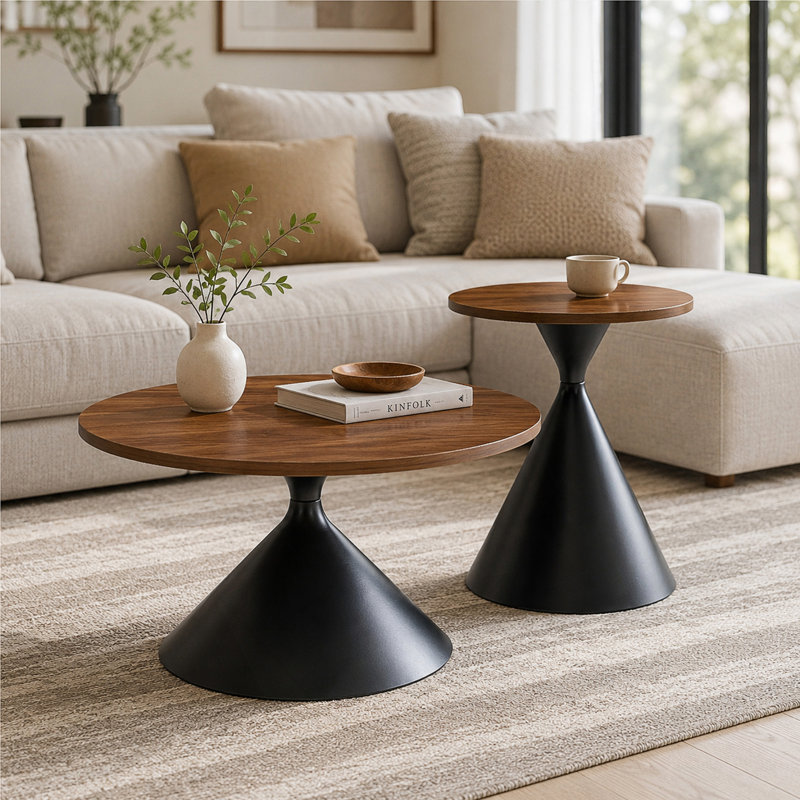 Ensemble de tables basses 2 pièces, Walnut / Black