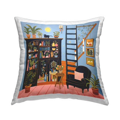 Coussin décoratif avec bibliothèque Eclectic Fun par Lazar Studio