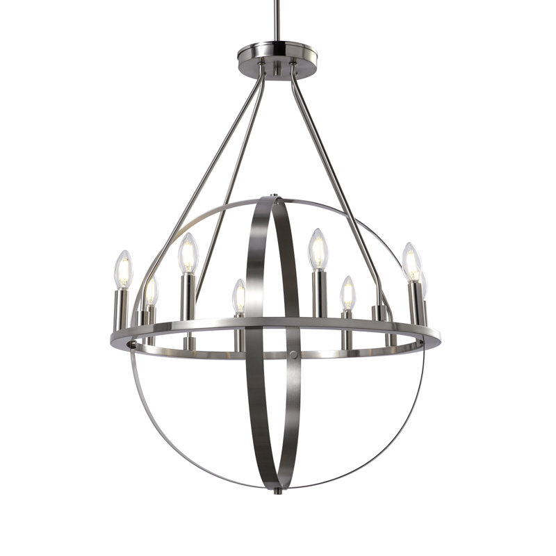 Netice 8 - Light Dimmable Globe Chandelier, Nickel