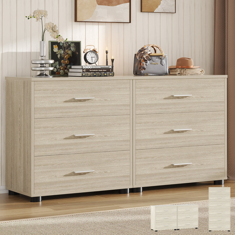 Commode 6 tiroirs pour la chambre à coucher, le salon ou le bureau personnel, Blanc