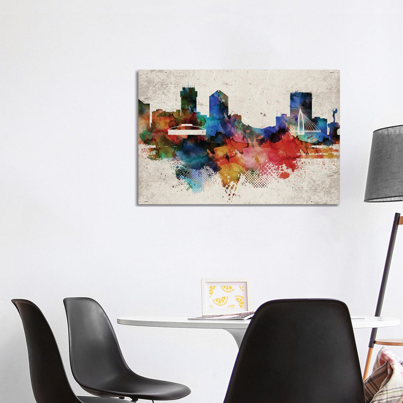 Wichita Abstract Skyline - Wrapped Canvas Print, 101.6 cm H x 66.04 cm W