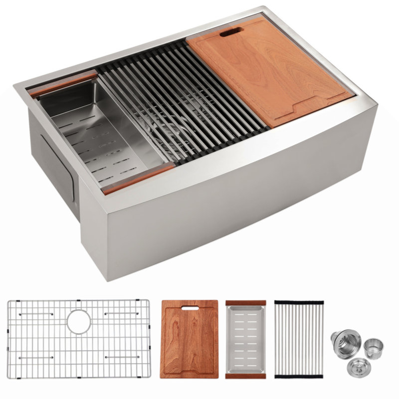 36 Farmhouse Sink Workstation - 36*22*10  Kitchen Sink Stainless Steel 16 Gauge Apron Front Kitchen Sink