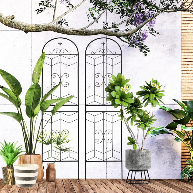 Treillis de jardin en métal 4 pièces, 86,7 po x 19,7 po, rouille - pour concombre, support à fleurs extérieur, noir, assemblage rapide, structure en treillis antirouille de 19,7 po 4, floraison, facile à assembler, cadre