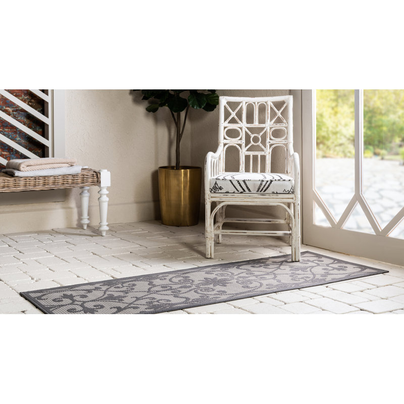 Tapis pour l'intérieur et l'extérieur gris Floyd, Tapis de couloir 2 pi 2 po x 6 pi 1 po