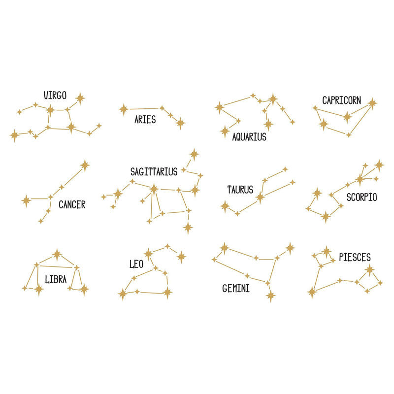 Papier peint de qualité supérieure - Constellations du zodiaque, L 144 po x l 210 po