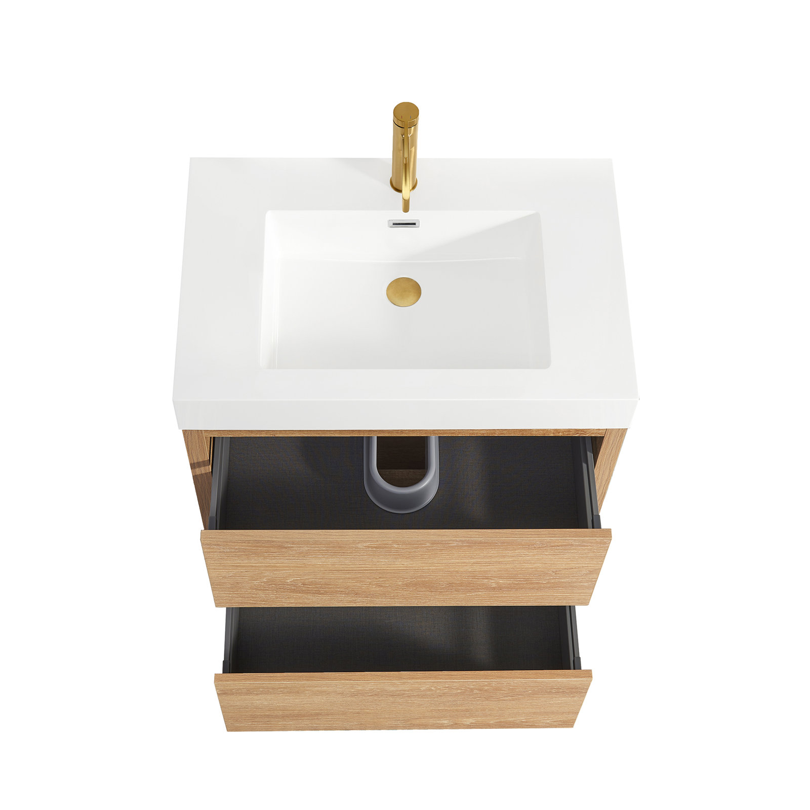 Beira Single Bathroom Vanity, North American Oak, 30", White