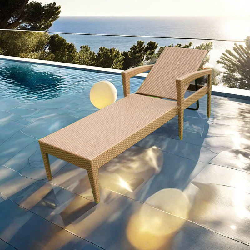 Angellena Outdoor Wicker Chaise Lounge