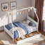 Lit en bois en forme de maison avec 2 tiroirs de rangement, support dorsal fiable et conception de toit adorable-131091928-131091929
