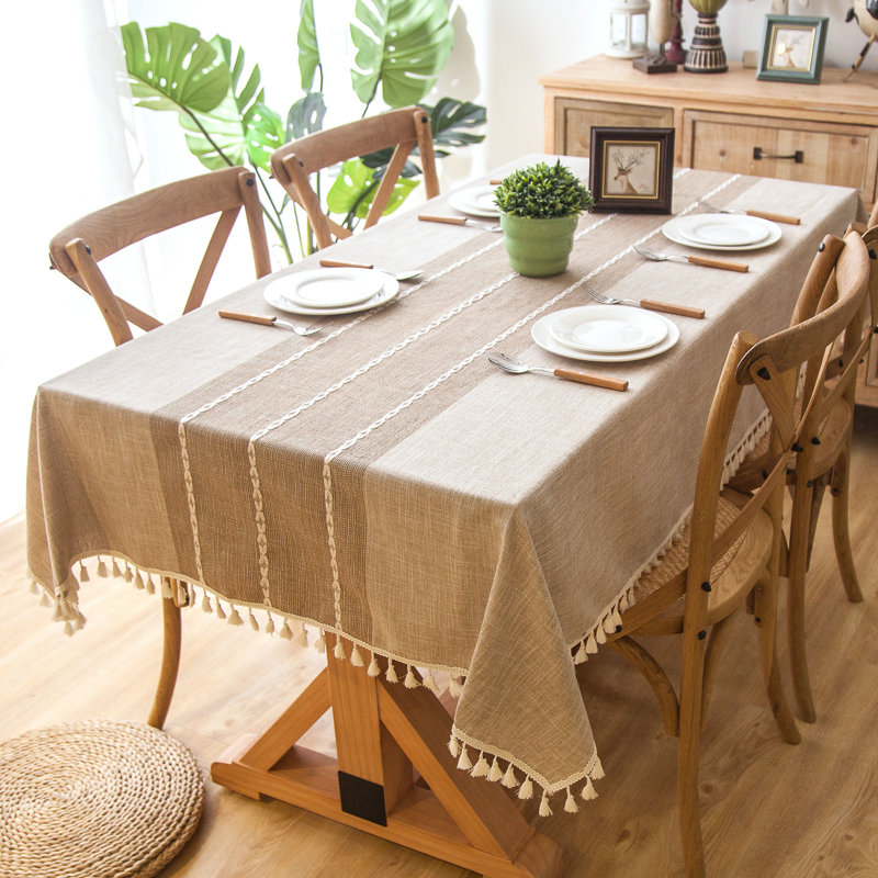 Dunbar Elegant Rectangle Tablecloth, Brown
