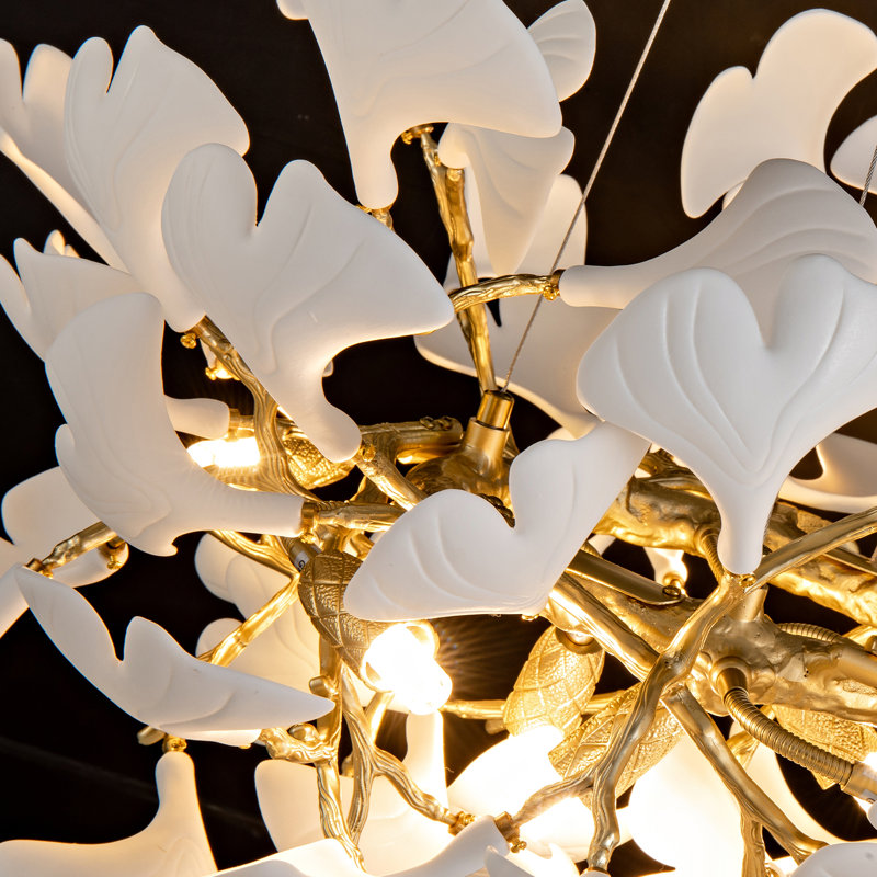 Ceramic Leaf Chandeliers Branch Chandelier Brass Hanging Lights Fixtures For Dining Room Living Room Kitchen Island