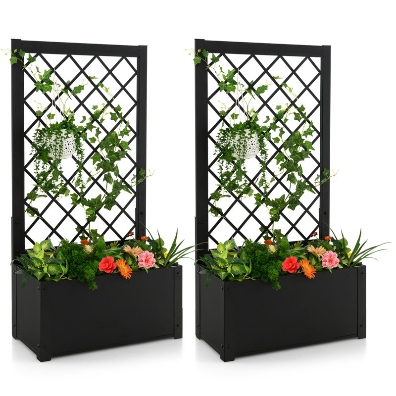 Shamena Handmade Metal Planter Box with Trellis
