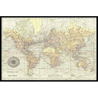 Printed World Map II by Vision Studio - Wrapped Canvas Print