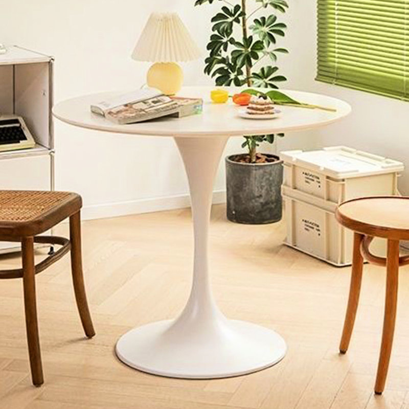 Console de salon blanche moderne, 31,5 po de diamètre. Plateau de table avec base en métal stable. Idéal pour l'Action de grâce, le vendredi noir, le Cyber lundi et Noël. Café facile à nettoyer